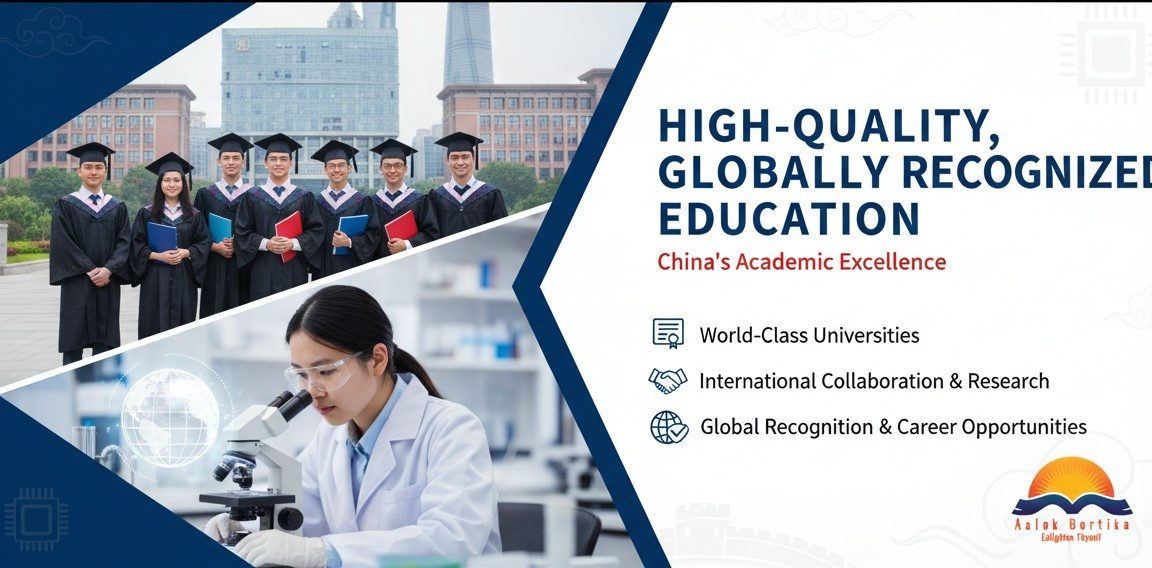 study-in-china-high-quality-education china-globally-recognized-universities chinese-students-graduation-caps international-education-china china-academic-excellence-banner aalokbortika-education-china-study student-microscope-research-china china-university-recognition